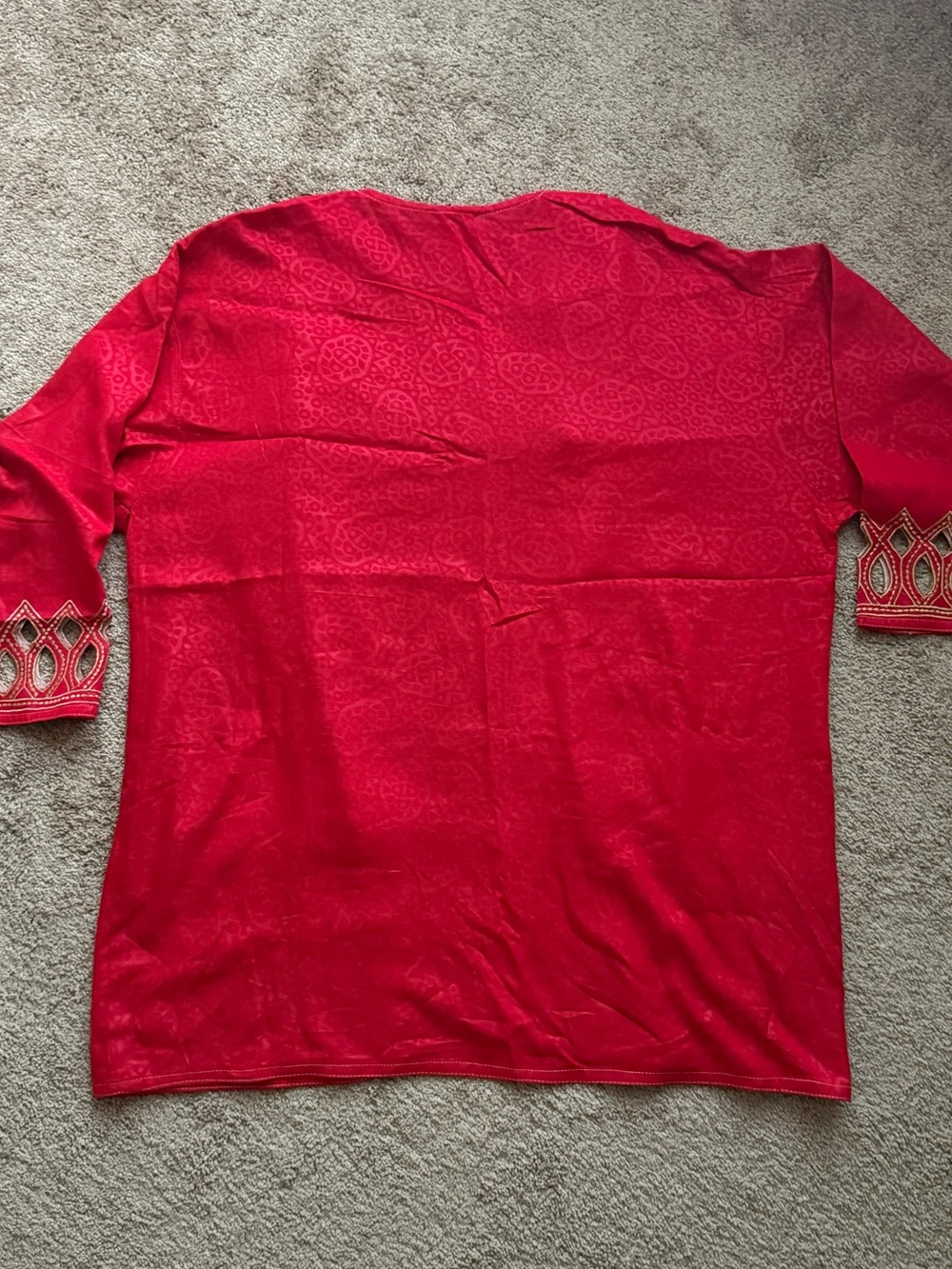 Embroidered Red Open Jacket - Picture 4 of 9